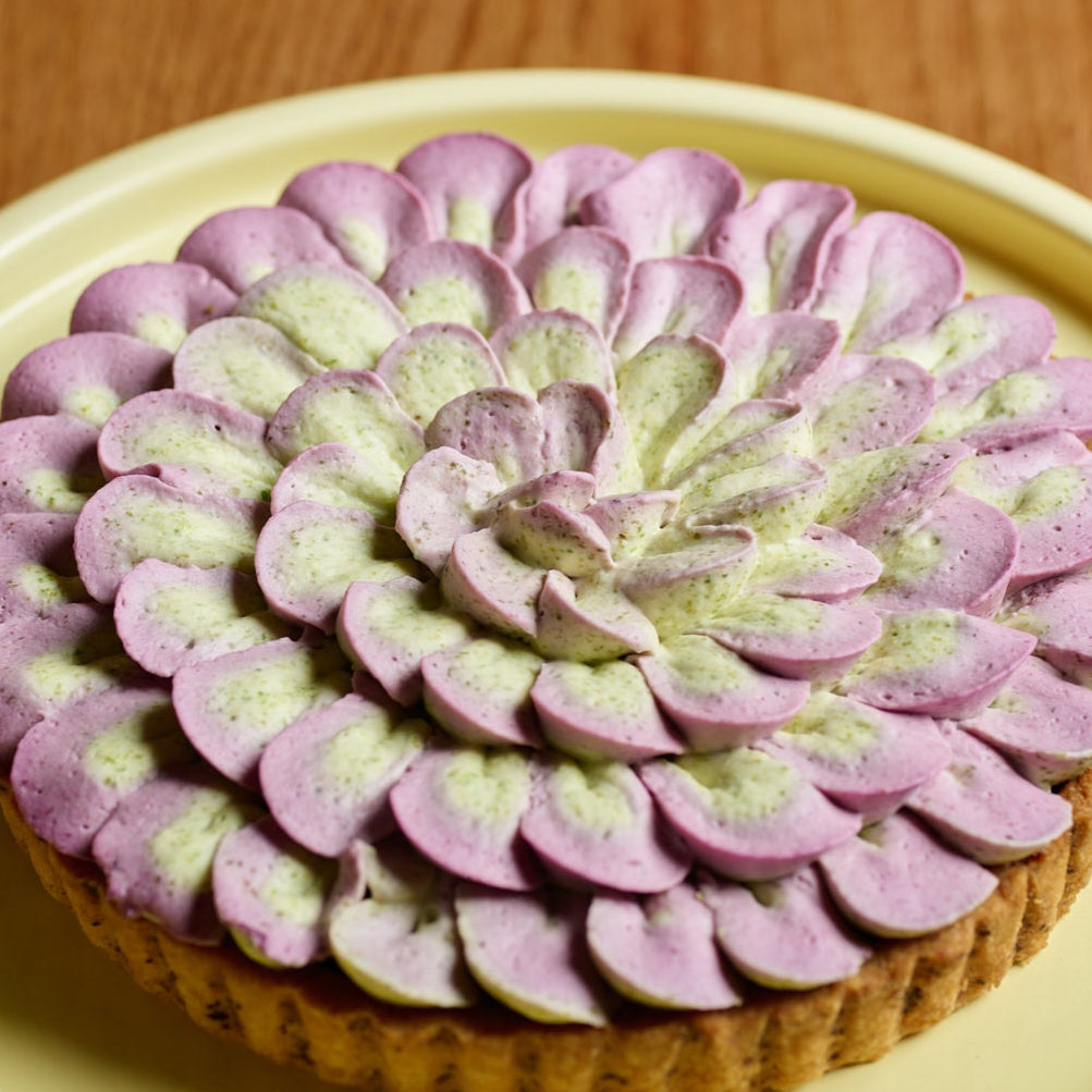 Pistachio & blackcurrant tart