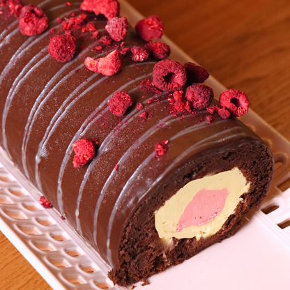 Peanut & respberry roulade