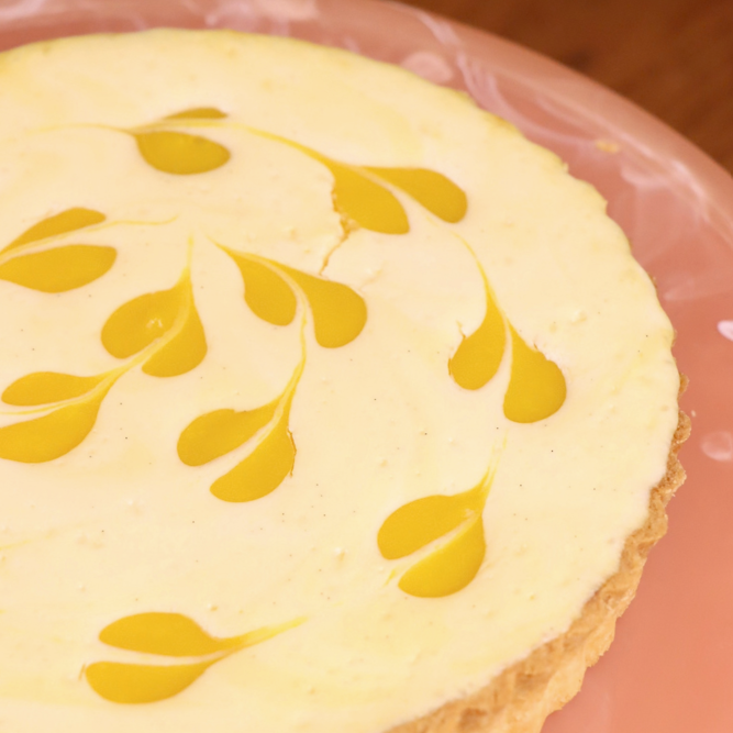 Coconut & mango cheesecake tart
